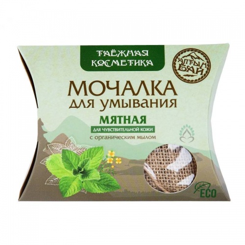 Мочалка для умывания льняная Мятная