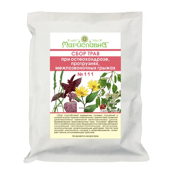 При остеохондрозе, протрузиях, межпозвоночных грыжах (сбор трав)