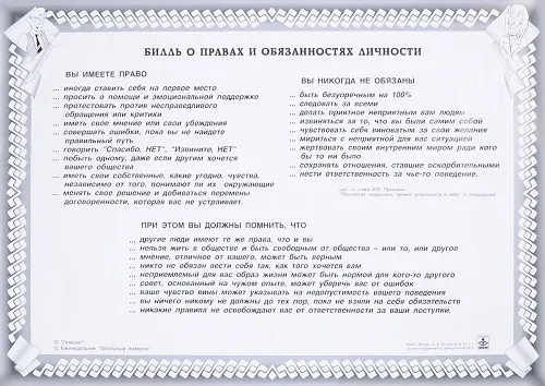 Плакат "Билль о правах и обязанностях личности"