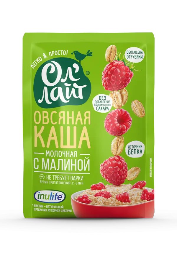 Каша овсяная с малиной Ол'лайт 