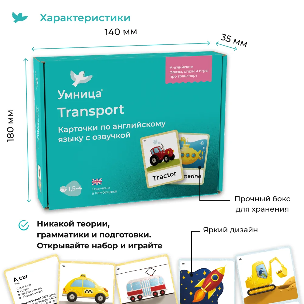 Карточки Transport на английском языке с озвучкой
